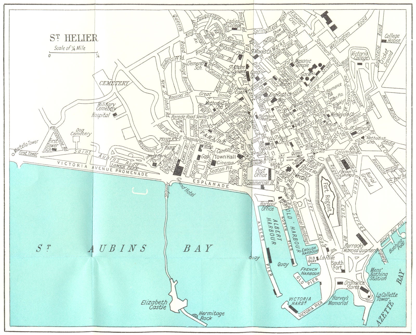ST. HELIER vintage town/city plan. Jersey Channel Islands. WARD LOCK 1964 map